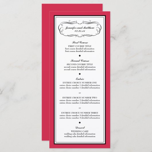 Tuxedo Menu in het klassieke rood (Voorkant / Achterkant)