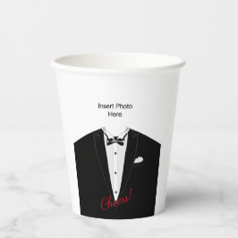 Tuxedo met aangepaste koppapierbekertjes papieren bekers