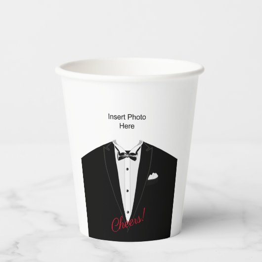 Tuxedo met aangepaste koppapierbekertjes papieren bekers (Voorkant)