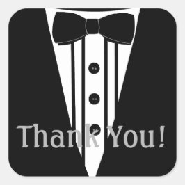 Tuxedo met Bow Stropdas Dank je Vierkante Sticker