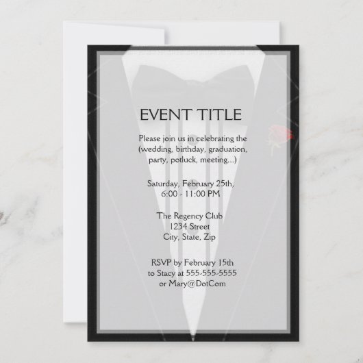 Tuxedo met Bow Stropdas Monogram Kaart (Voorkant)