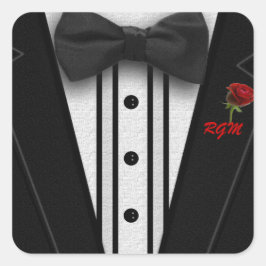 Tuxedo met Bow Stropdas Monogram Vierkante Sticker