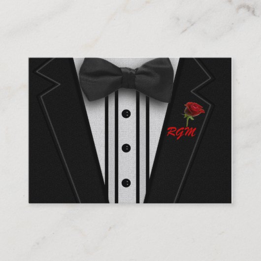 Tuxedo met Bow Stropdas Monogram Visitekaartje (Voorkant)