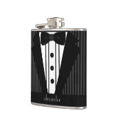 Tuxedo met gepersonaliseerde naam heupfles (Links)