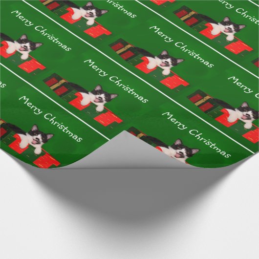 Tuxedo met kerstmis cadeaupapier (Hoek)