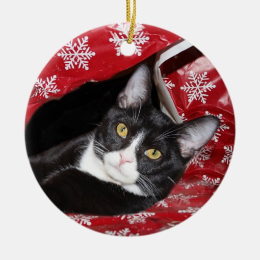 Tuxedo met kerstmis keramisch ornament (Voorkant)