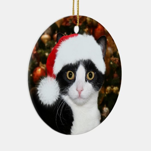 Tuxedo met kerstmis keramisch ornament (Rechts)
