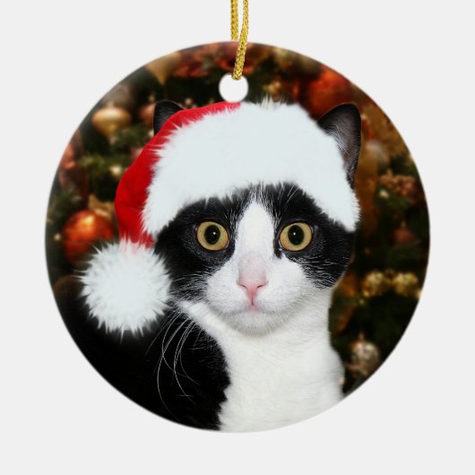 Tuxedo met kerstmis keramisch ornament (Voorkant)