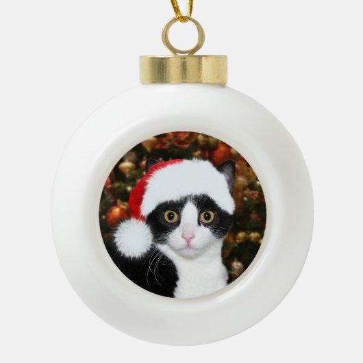 Tuxedo met kerstmis keramische bal ornament (Voorkant)