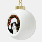 Tuxedo met kerstmis keramische bal ornament (Rechts)