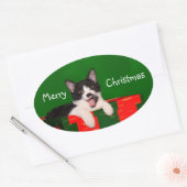 Tuxedo met kerstmis ovale sticker (Envelop)