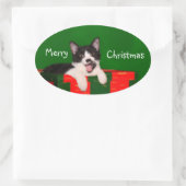 Tuxedo met kerstmis ovale sticker (Tas)