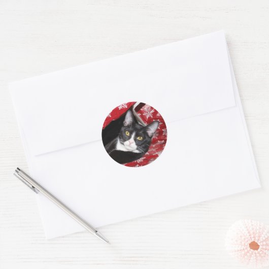 Tuxedo met kerstmis ronde sticker (Envelop)
