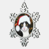 Tuxedo met kerstmis tin sneeuwvlok ornament (Rechts)
