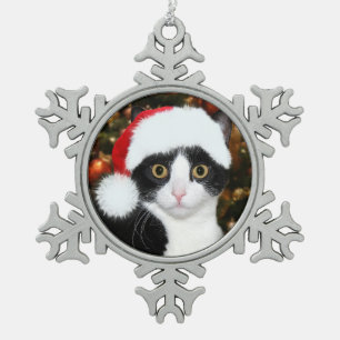 Tuxedo met kerstmis tin sneeuwvlok ornament