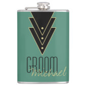 Tuxedo Modern Art Deco Groom Heupfles (Voorkant)