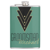 Tuxedo Modern Art Deco Groomsman Heupfles (Voorkant)