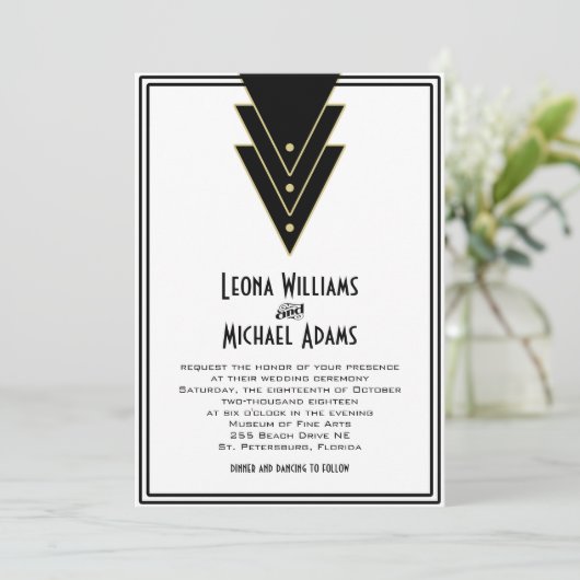 Tuxedo Modern Art Deco Kaart (Staand voorkant)