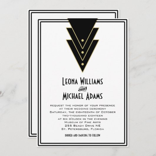 Tuxedo Modern Art Deco Kaart (Voorkant / Achterkant)