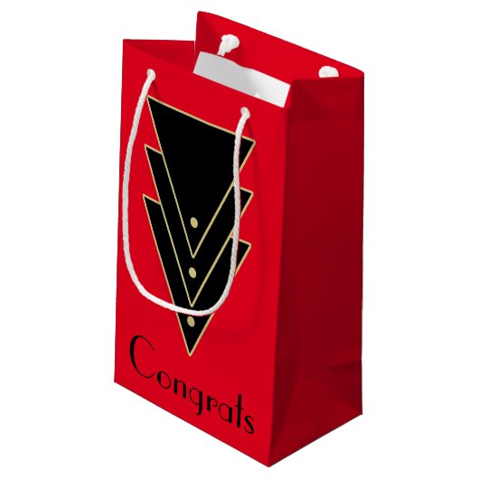 Tuxedo Modern Art Deco Klein Cadeauzakje (Achterkant Gekanteld)