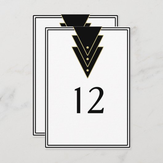 Tuxedo Modern Art Deco Table Number Kaart (Voorkant / Achterkant)
