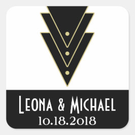 Tuxedo Modern Art Deco Wedding Vierkante Sticker