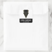 Tuxedo Modern Art Deco Wedding Vierkante Sticker (Tas)