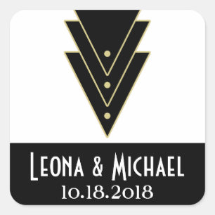 Tuxedo Modern Art Deco Wedding Vierkante Sticker
