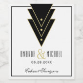 Tuxedo Modern Art Deco Wedding Wijn Etiket (Enkel label)