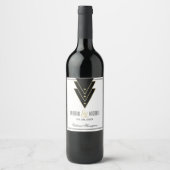 Tuxedo Modern Art Deco Wedding Wijn Etiket (Voorkant)