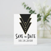 Tuxedo Moderne Art Deco Bewaar de Datum Aankondigingskaart (Staand voorkant)