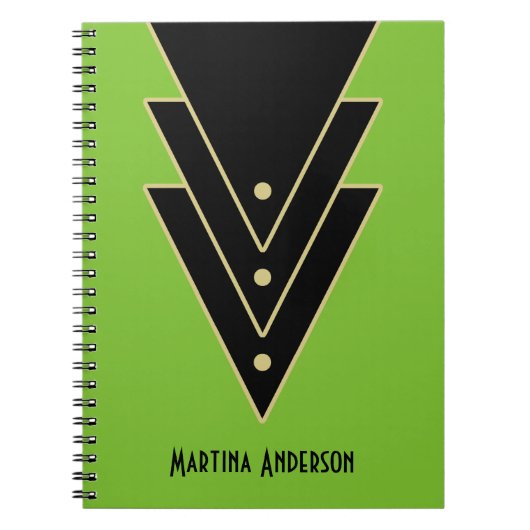 Tuxedo moderne art deco gepersonaliseerd notitieboek (Voorkant)