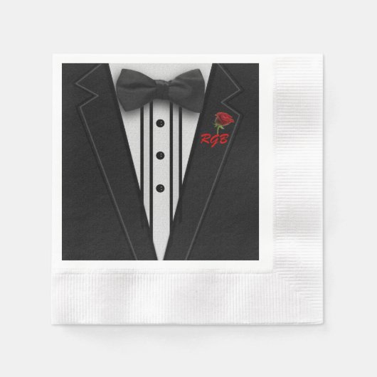 Tuxedo Monogram met Roos Servet (Voorkant)