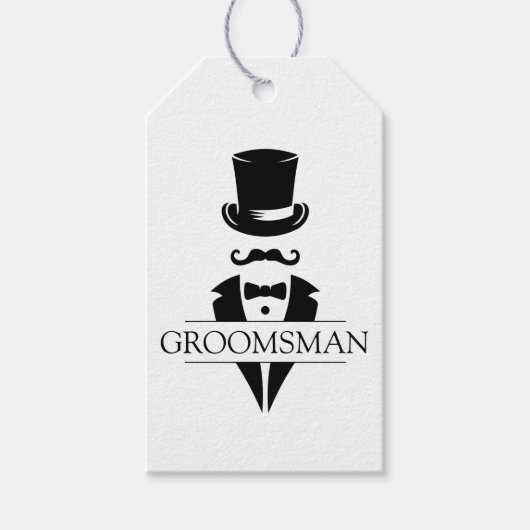 Tuxedo Mustache Groomsmen Cadeaulabel (Voorkant)