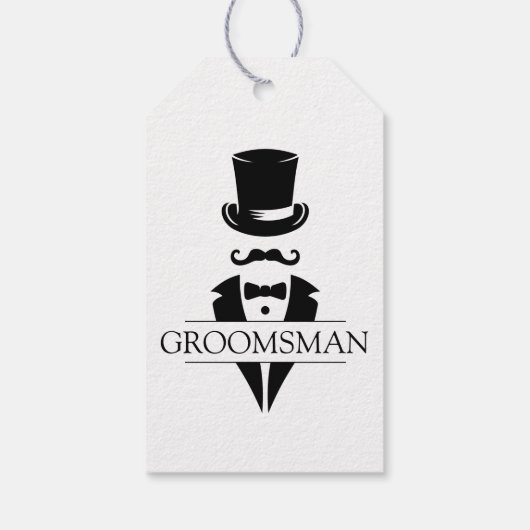 Tuxedo Mustache Groomsmen Cadeaulabel (Achterkant)