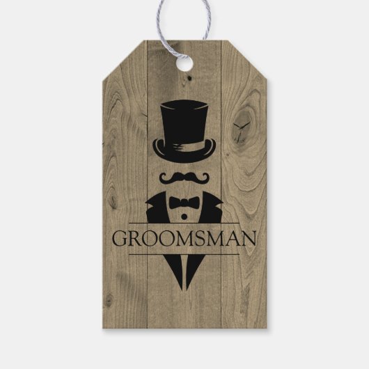 Tuxedo Mustache Groomsmen Gift Labels Cadeaulabel (Voorkant)