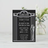 Tuxedo - Ontvangst van een zwart en zilveren huwel Kaart (Staand voorkant)