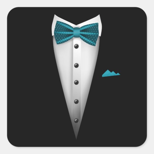 Tuxedo ontwerp met Bowtie voor bruiloften en Vierkante Sticker (Voorkant)