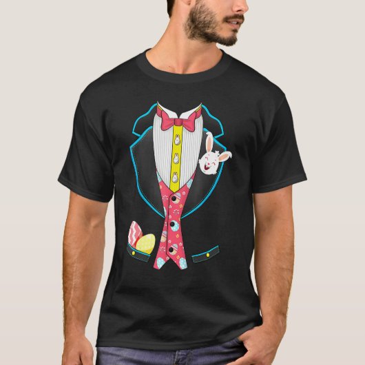 Tuxedo Paasdag Cute Bunny Eggs Boys Kinder T-shirt (Voorkant)