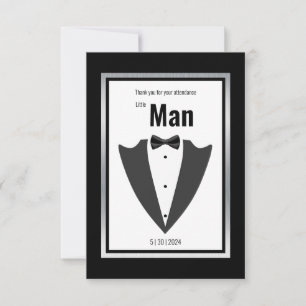 Tuxedo-pak en stropdas voor boog, zwart-wit bedankkaart