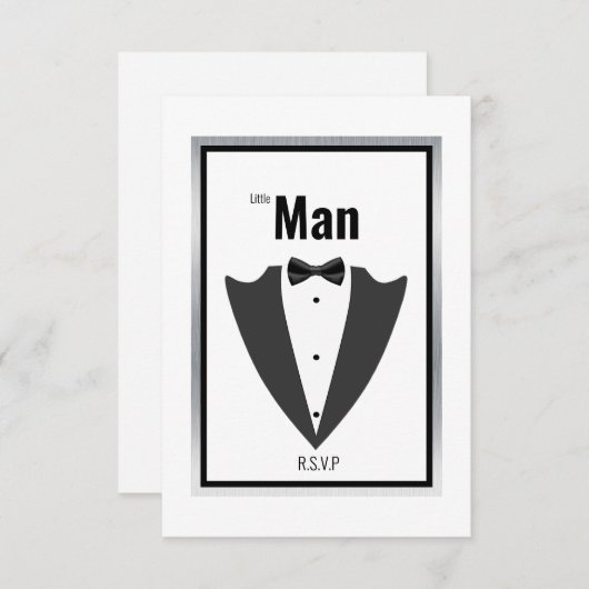 Tuxedo-pak en stropdas voor boog, zwart-wit bedankkaart (Voorkant / Achterkant)