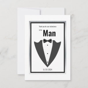 Tuxedo-pak en stropdas voor boog, zwart-wit bedankkaart