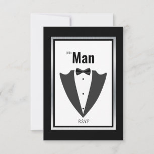 Tuxedo-pak en stropdas voor boog, zwart-wit bedankkaart