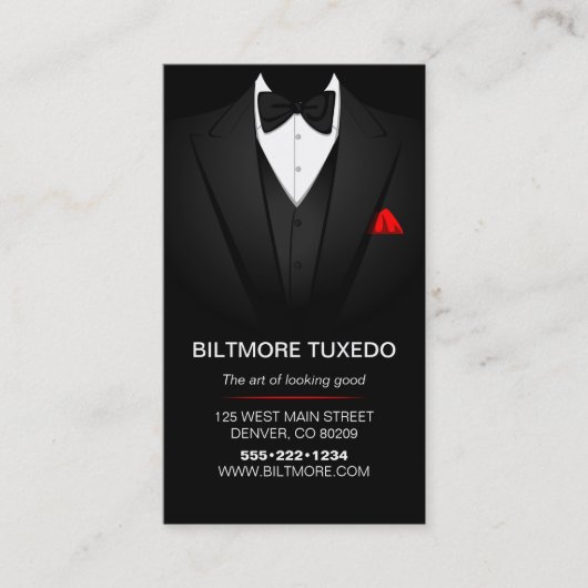 Tuxedo pak Mannen kleding Modern Clean Visitekaartje (Voorkant)