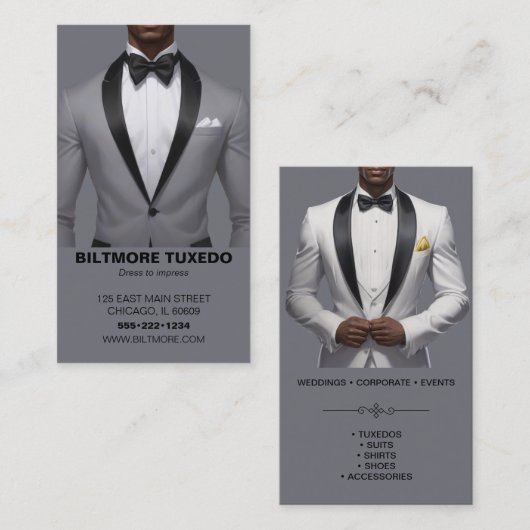 Tuxedo pak Mannen kleding Modern Clean Visitekaartje (Voorkant / Achterkant)