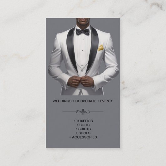 Tuxedo pak Mannen kleding Modern Clean Visitekaartje (Achterkant)