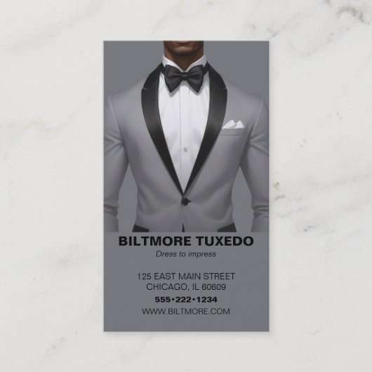 Tuxedo pak Mannen kleding Modern Clean Visitekaartje (Voorkant)