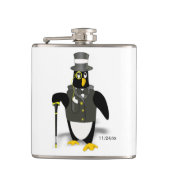 Tuxedo Penguin Groomsman bruiloft optionele datum Heupfles (Voorkant)