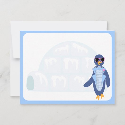 Tuxedo Penguin Winter Party Kaart (Achterkant)
