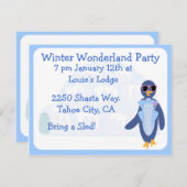 Tuxedo Penguin Winter Party Kaart (Voorkant / Achterkant)